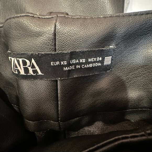 Zara Women's Faux Leather Belted Pants Size XS – NWOT, Chic Black Retro - Picture 8 of 10